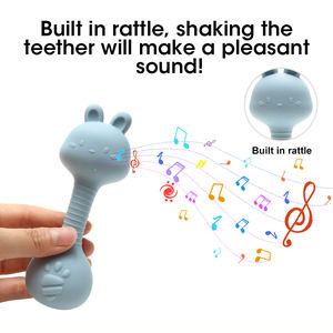 Giocattoli sonaglio in Silicone stile coniglio di nuovo Design animali cartoni animati giocattolo massaggiagengive sensoriali senza BPA - Product Image 5