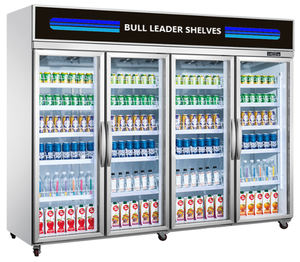 Congelador de exhibición de bebidas de supermercado de doble puerta vertical con iluminación LED y refrigeración por compresor - Product Image 1