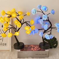 Rosenbaum RGB Schreibtischlampe Tischlampe mit Wunderschöner Lichtanzeige Blumendesign Wiederaufladbar Dimmbar