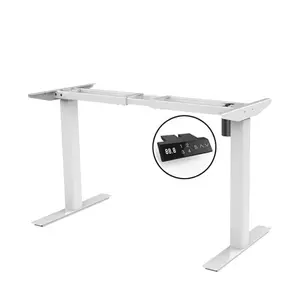 طاولة مكتب كهربائية مع محرك أحادي إطار معدني لطاولة رفع أوتوماتيكي بارتفاع قابل للتعديل مرتفعة على ارتفاع اثنين