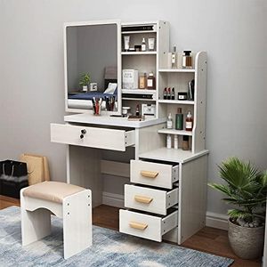 Trendy Plastic Material Bay Window Integrated <b>Dressing</b> <b>Table</b> Storage Cabinet for Small Apartment Household Use 1 Year Makeup - Product Image 4