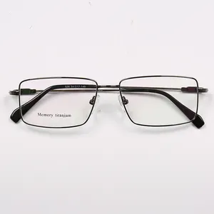 Hot Sale Memory Metal Glasses Full Rim Rectangle Gold Business Men Optical Eyeglasses Frame