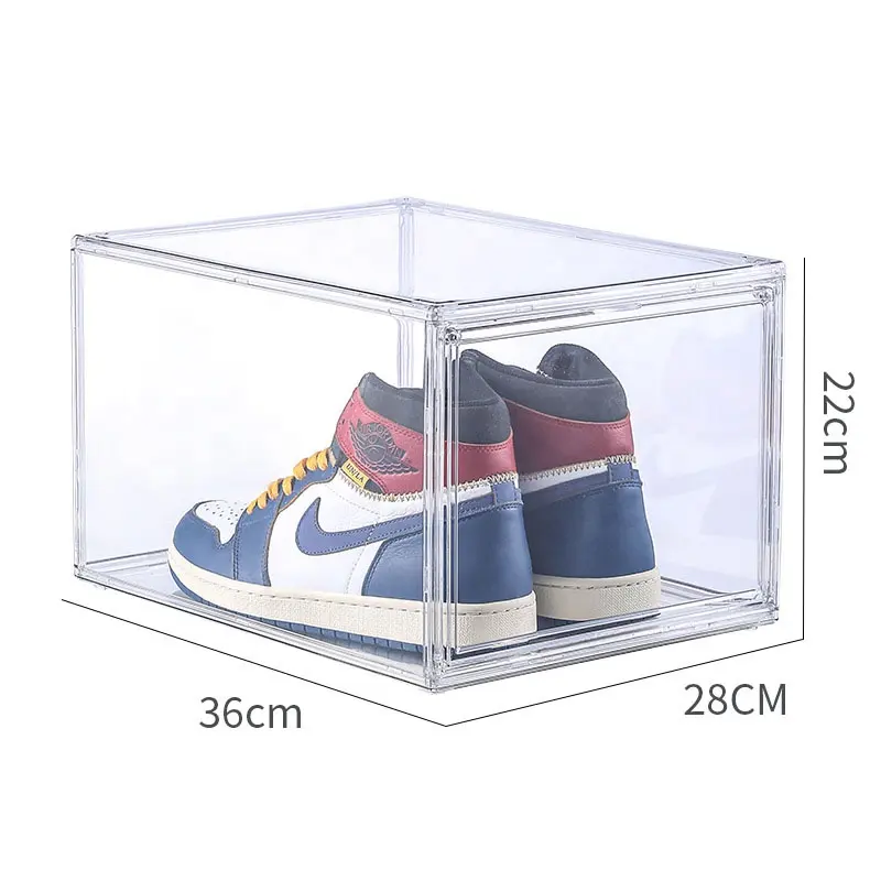 Scatola per scarpe in acrilico pieghevole custodia per Organizer per Display per Sneaker scatola per scarpe in plastica trasparente con goccia in acrilico