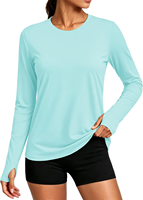 Rashguard personnalisé pour femme à manches longues, col rond, protection solaire UPF50 SPF, séchage rapide, léger, 88% polyester, 12% élasthanne
