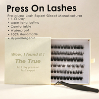 Extensions de cils DIY 100% faites à la main de qualité supérieure, à presser, imperméables, longue tenue 7-15 jours, pré-collées, auto-adhésives, France