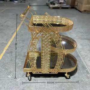 ワインセラー用高級モダンゴールドスチール4輪耐久性ホテルトロリー - Product Image 4