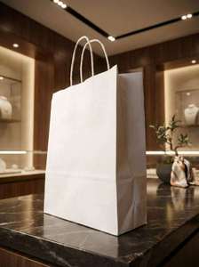 Bolsas de papel EcoLuxe Carry Kraft – Bolsas de compras de papel impresas personalizadas de primera calidad diseñadas para boutiques de ropa moderna y minoristas de moda - Product Image 1
