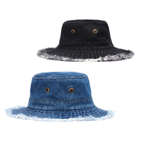 Chapeau Bob de Pêcheur Unisexe d'Extérieur en Coton Denim Multicolore à Grand Bord Haute Qualité RongGuang