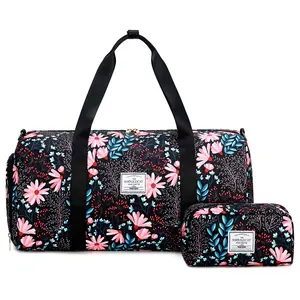 उच्च गुणवत्ता निविड़ अंधकार Weekender बैग यात्रा Duffel बैग खेल बैग यात्रा खेल जिम जूते के लिए जेब के साथ महिलाओं के लिए यात्रा