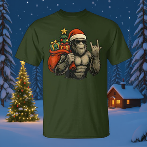 Camiseta Bigfoot Santa Christmas Tree Rock On Xmas Sasquatch - Product Image 3