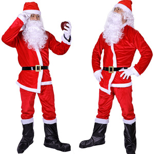 Per uomo adulto <span class=keywords><strong>donna</strong></span> oro velluto Babbo Natale Set Costume abito per le vacanze per le prestazioni della fabbrica all'ingrosso decorazioni natalizie - Product Image 1