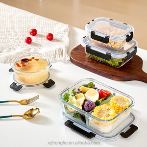 Heated Microwave Dishwasher Safe Airtight Glass Meal Prep Containers with Plastic Snap-Lock Lid for <strong>Kitchen</strong> Food <strong>Storage</strong> - Product Image 3