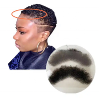 Patch frontal de cheveux humains attaché à la main 4mm Afro Kinky Curl Full Lace Frontal Hairline Shadow Stick Liner pour femmes et hommes