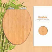 Siège de toilette allongé en bambou JQ avec charnières en alliage facile à nettoyer et à installer ensemble de fournitures de bain et de toilette