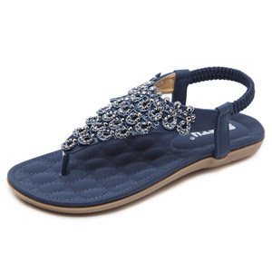 Nouvelles sandales d'été 2026 brodées à la main avec strass, style bohème, grandes tailles, tongs plates en <span class=keywords><strong>cuir</strong></span> respirant, vente en gros - Product Image 2