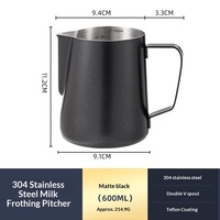 BAMBUS Spitze Kanne mit abgewinkelter Öffnung aus verdicktem 304 Edelstahl für Latte Art, geeignet für professionelle Kaffeemaschinen und Milch.