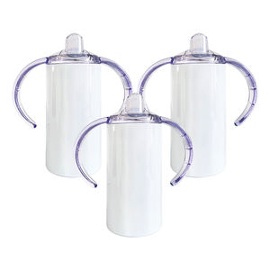 送料無料アメリカ倉庫12オンスストレートホワイト昇華ブランクステンレス鋼キッズシッピーカップタンブラー2枚 - Product Image 1