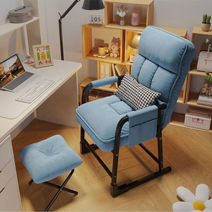Muebles nórdicos para sala De estar Cadeira De Escritorio tela azul ajustable sillón barato con taburete para el hogar cómoda silla de oficina - Product Image 1