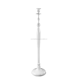 Suporte de vela em alumínio com revestimento em pó branco, acabamento redondo, design liso, excelente qualidade para decoração de casa