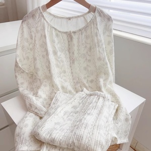 <span class=keywords><strong>Pigiama</strong></span> in <span class=keywords><strong>cotone</strong></span> 100% con stampa pantaloni morbidi a maniche lunghe all'ingrosso con etichetta personalizzata due pezzi di pigiami di bambù da <span class=keywords><strong>donna</strong></span> - Product Image 3