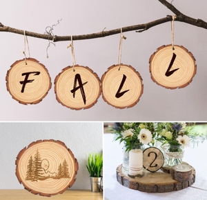 Grandi Dischi di Legno Grezzo e Cerchi in Legno Naturale Fai da Te per Decorazioni Creative per la Casa Opzione Logo Personalizzato - Product Image 6