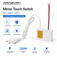 Miroir intelligent pour salle de bain avec capteur tactile, interrupteur AC 110V 220V 200W, contrôle CCT 3 couleurs pour bande LED haute tension