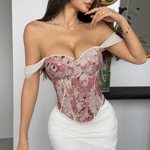 <span class=keywords><strong>Top</strong></span> Corsetto Stile Reale con Stampa Floreale, <span class=keywords><strong>Sexy</strong></span> con Schiena Aperta e Fascia Incrociata, Bustier per Serate, Appuntamenti, Club e Feste, Canotta con Stecche - Product Image 4