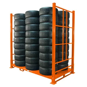 Foldable Tyre Storage Stillage Heavy Duty Steel Storage Warehouse Stacking Rack For Truck Tyre