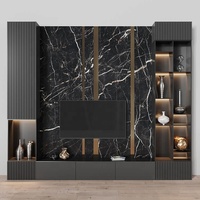 Vente en gros de meubles de salon en forme de marbre avec dessus en MDF moderne cheminée électrique en verre support de télévision en bois