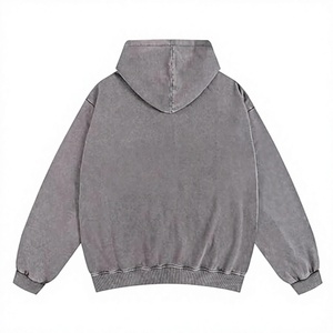 <b>Men's</b> Regular Fit Acid Wash Pullover Hoodie Solid <b>Grey</b> Casual Sweatshirt Kangaroo Pocket 100% Cotton Fleece Eco-Friendly Winter - Product Image 2