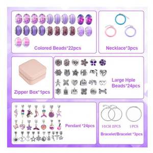 Wholesale 2025 New Trend Educational DIY Jewelry <b>Making</b> Toys <b>Kit</b> 76pcs Plastic Beads <b>Bracelet</b> <b>Charms</b> Fashion Accessories Bulk - Product Image 4