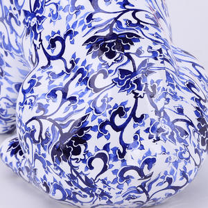 Redeco Art Decor Bloemige Franse Bulldog Sculptuur Blauw Wit Hars Figuur Oriëntaals Design Huisdecoratie Cadeau Idee - Product Image 3