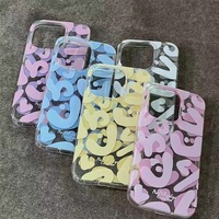 Coque de téléphone transparente en gelée double couche TPU avec motif graffiti, compatible avec iPhone 16, 15, 14 Pro, vert, rose, bleu, transparente.
