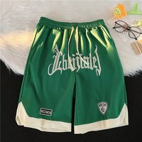 Pantalones Cortos Bordados Penpace para Hombre, Estilo Americano, Tendencia de Verano, Marca Popular en Instagram, Corte Holgado, Tela de Malla