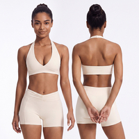 Ensemble de yoga personnalisé pour femmes, soutien-gorge dos nu en V profond, ensemble de sport décontracté et polyvalent pour l'été, tenue de sport moulante pour l'extérieur