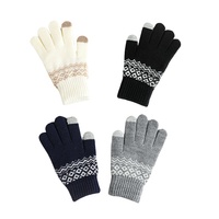 Gants tricotés à écran tactile en gros hiver chaud gants jacquard froid en polaire pour femmes