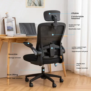 Chaise de bureau pivotante moderne de direction, dossier mi-haut en maille, accoudoirs réglables, vérin à gaz classe 3, design en tissu – Vente en gros Leer, modèle très demandé - Product Image 4