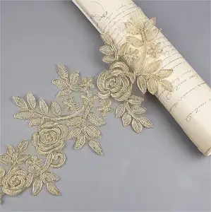 Laço ouro colar bordado onda laço tecido com DIY acessórios decorativos