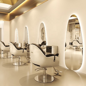 กระจก LED ทรงคลื่นขนาดใหญ่ ดีไซน์ร่วมสมัย พร้อมไฟ สำหรับร้านตัดผมและร้านเสริมสวย - Product Image 4