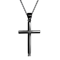 Bijoux à thème religieux Collier à pendentif croix en argent sterling 925 plaqué or et rhodium noir rhodié