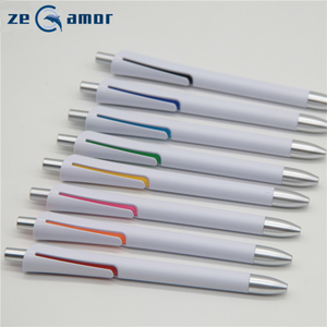 Hoge Kwaliteit Pluma <span class=keywords><strong>Promo</strong></span> Unieke Clip Kantoor Branded Logo Chrome Trim Silver Tip Wit Pennen - Product Image 2