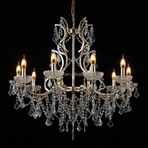 Ensemble de décoration de mariage, luminaire suspendu réglable, <span class=keywords><strong>lustre</strong></span> en cristal en forme de goutte de pluie avec finition dorée vintage, source d'éclairage LED - Product Image 1