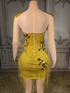 Novance <span class=keywords><strong>prom</strong></span> Dresses 2023 lấp lánh gương Sequins đá Bling tua Vàng ăn mặc Mini Evening Gown DRESS thanh lịch cho <span class=keywords><strong>prom</strong></span> - Product Image 5