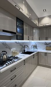 ตู้ศิลปะพื้นบ้านดีไซน์แบบบูรณาการตู้กับข้าวสไตล์ศิลปะพื้นบ้านที่อบอุ่นหม้อหุงข้าวในตัวที่เก็บแบบทำด้วยมือ - Product Image 3