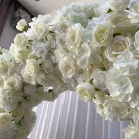 2M/2.4M Witte Rozen Hartvormige Bloemstukken Bruiloft Achtergrond Boog Banket Evenement Podium Ceremonie Decoratie