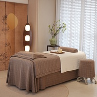 Housse de lit marron sur mesure pour salon de beauté, ensemble de literie, jupe de lit, housse de couette pour massage et spa