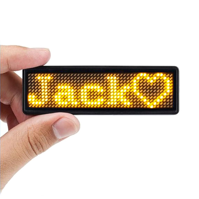 Multiple Color Wearable Pin LED Name Badge Tag USB Programmable Mini Display With Scrolling Message Sign