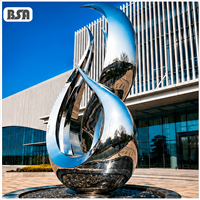 Sculpture d'art abstrait en acier inoxydable BSA pour l'extérieur, forme de flamme personnalisée pour centre commercial, place publique, hôtel, bâtiment, décoration de jardin