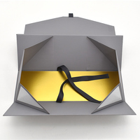 Boîte pliable en papier magnétique de luxe noir personnalisé pour vin rouge Emballage pliable Boîte cadeau pour bouteille de vin