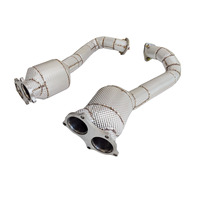 Ecnal pour Porsche 718 GT4 4.0L 2020+ Downpipe catalysé | Tuyau d'échappement catalytique à haut débit en acier inoxydable de 1,5 mm d'épaisseur